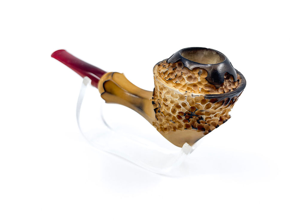 Thumbnail: S.Yanik Meerschaum Pipe Freehand Calcine Smoking Pipe, Hand Carved Tobacco Pipe