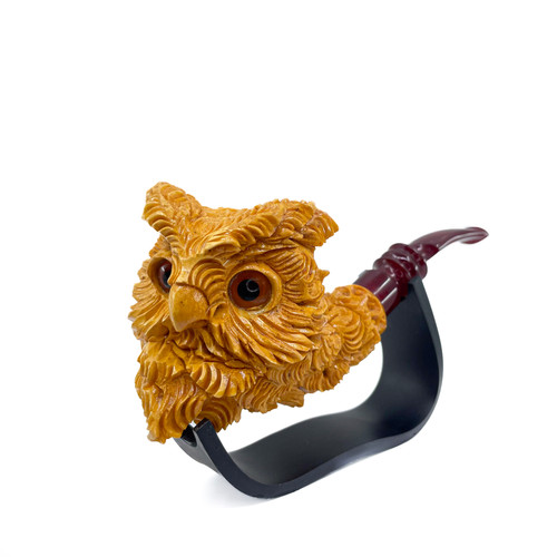 S.Yanik Meerschaum Pipe Great Horned Owl Smoking Pipe | Yanik