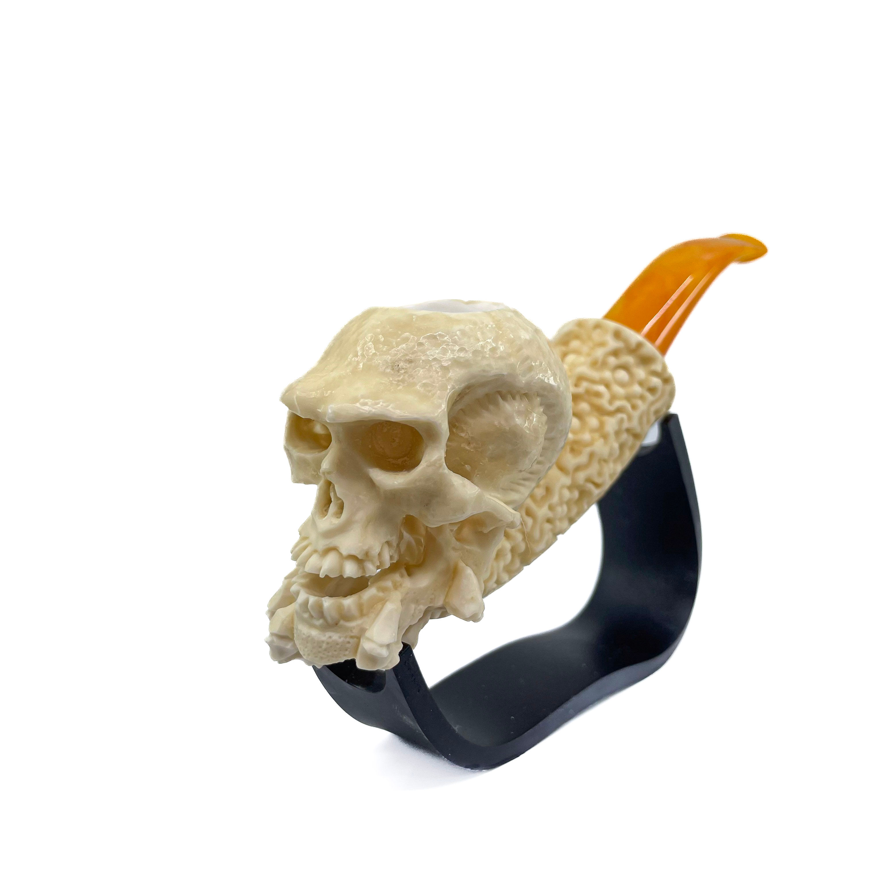 S.Yanik Meerschaum Pipe BoneHand Skull Smoking Pipe