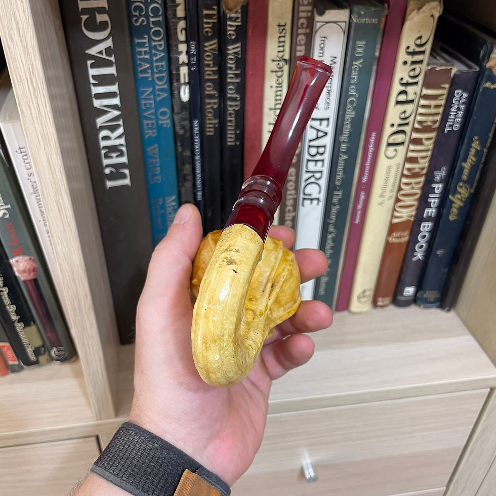 Thumbnail: Gourd Calabash Pipe, Hand Carved Bowl, Natural Gourd Body