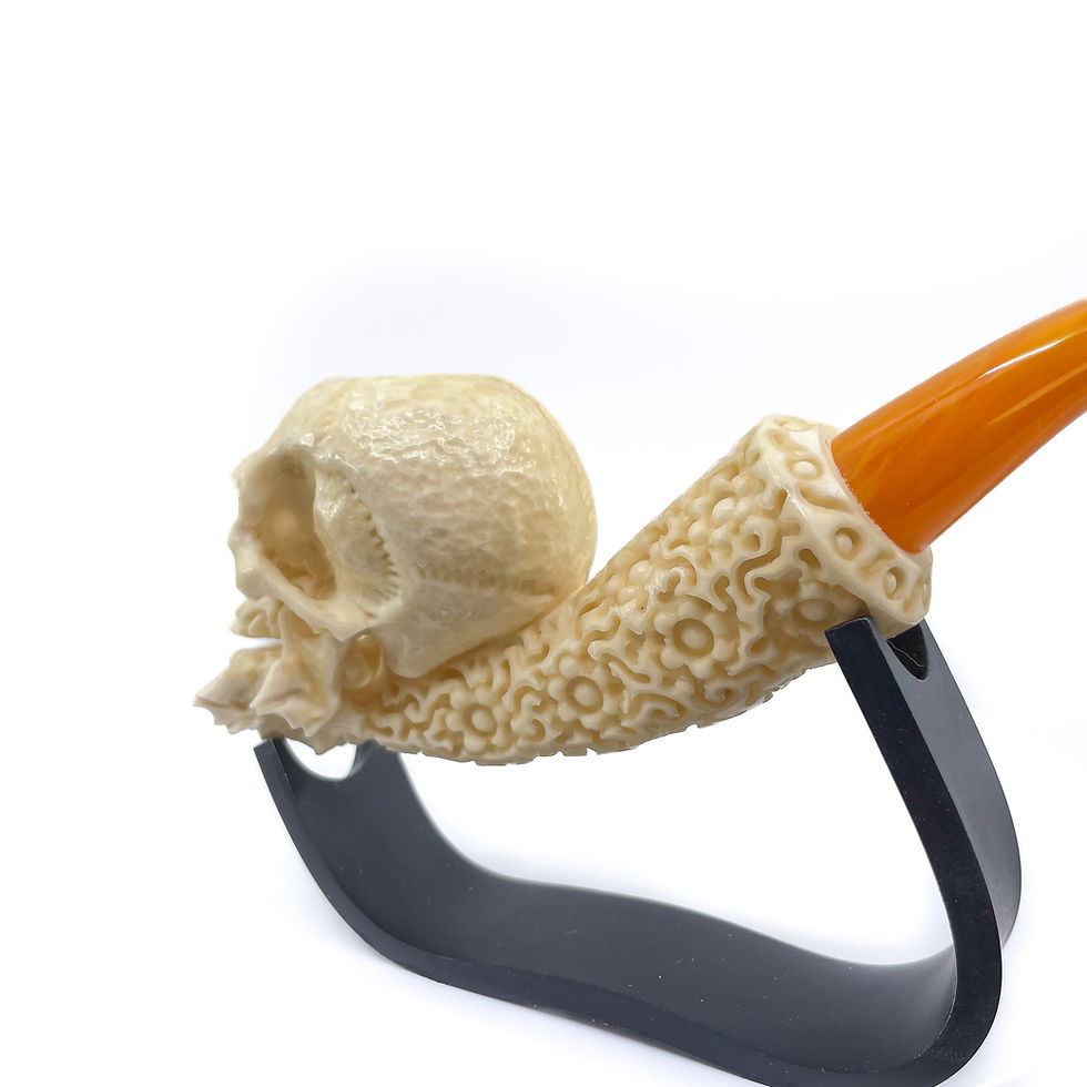 Thumbnail: S.Yanik Meerschaum Pipe BoneHand Skull Smoking Pipe