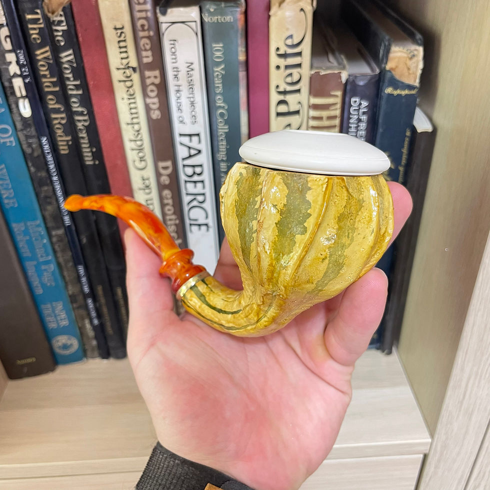 Thumbnail: Gourd Calabash Pipe, Hand Carved Bowl, Natural Gourd Body