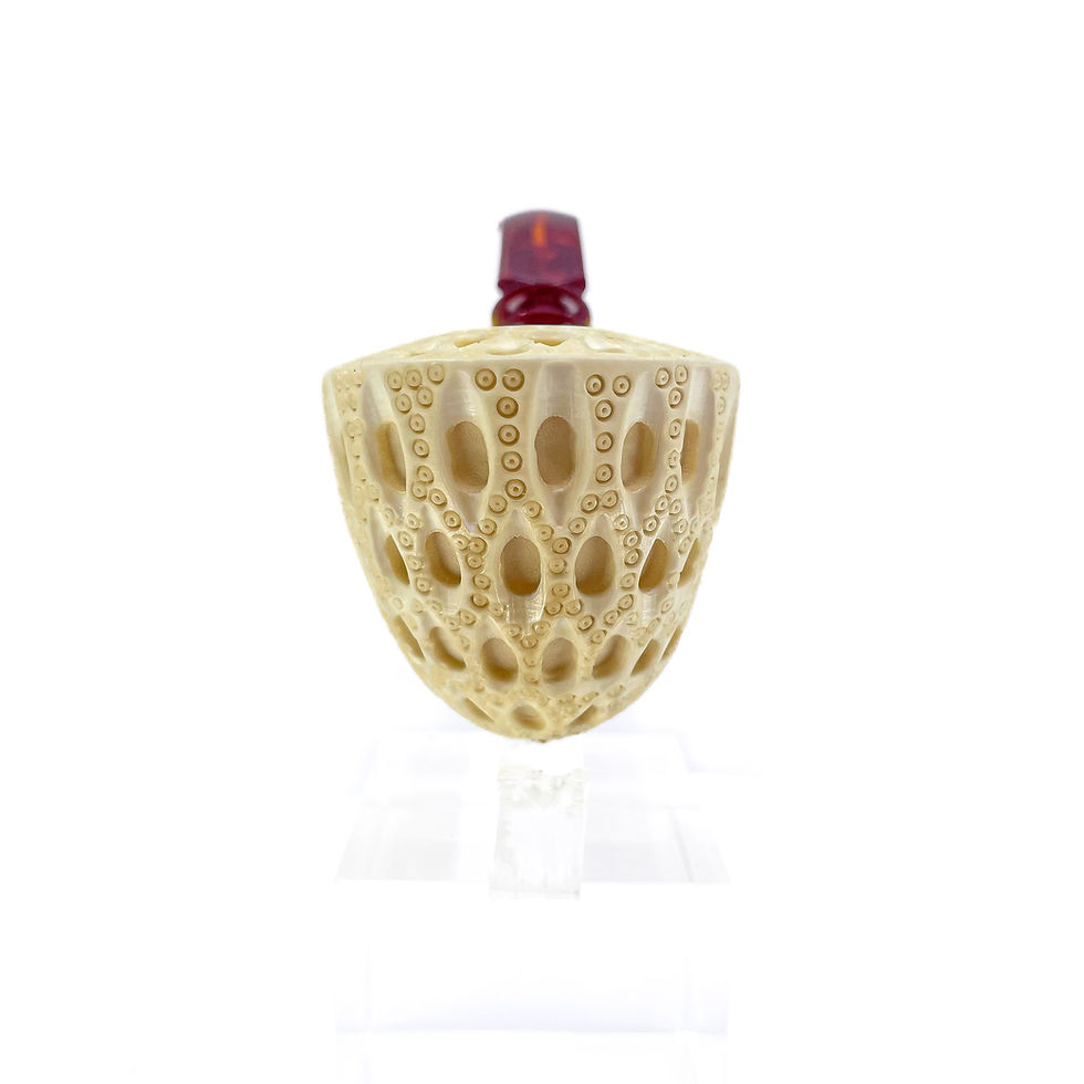 縮圖：S.Yanik Meerschaum Pipe Hand Carved Freehand Smoking Pipe with Lattice Ornament