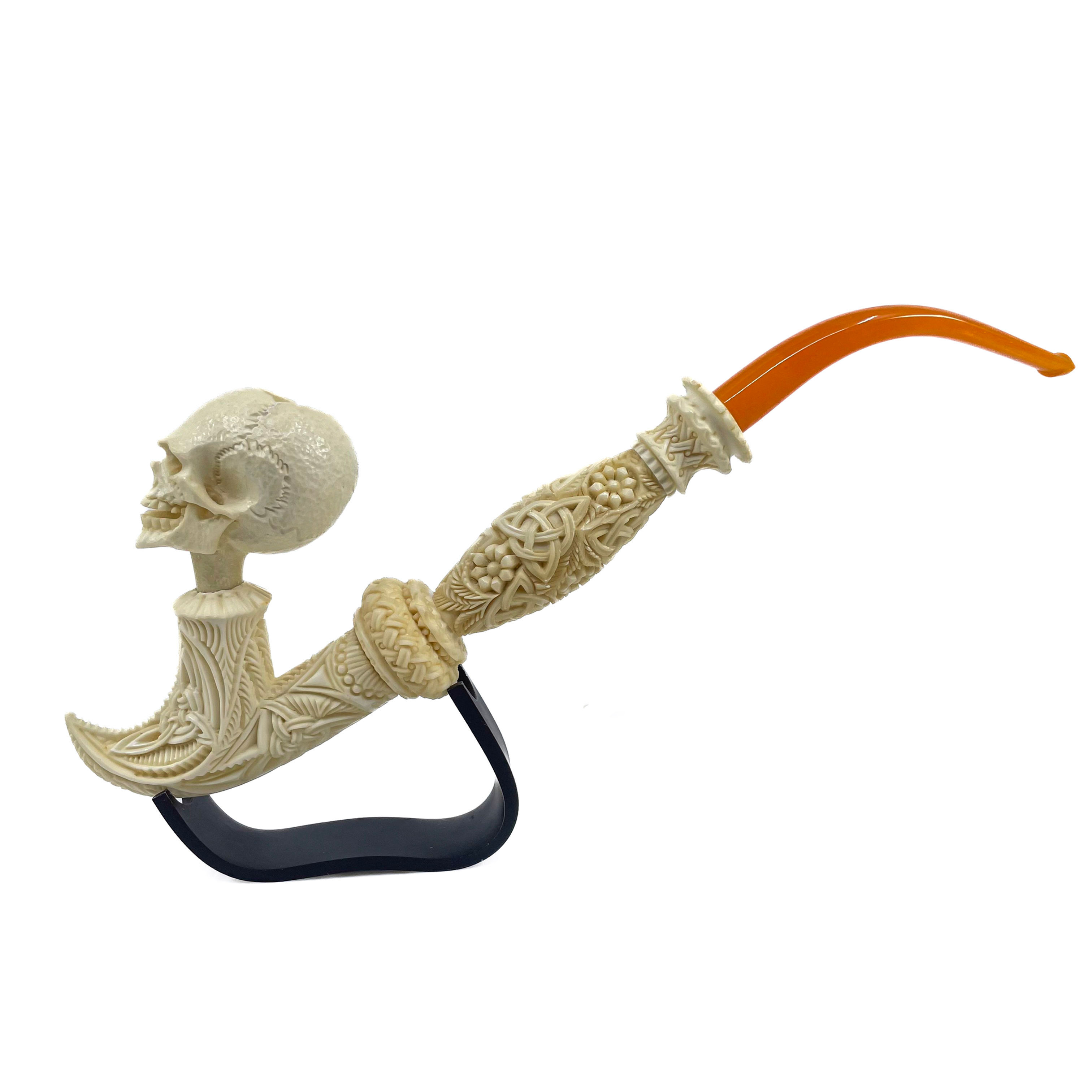 Churchwarden Skull Smoking Pipe