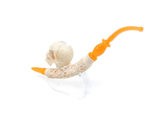 Churchwarden Skull Smoking Pipe | Yanik Meerschaum
