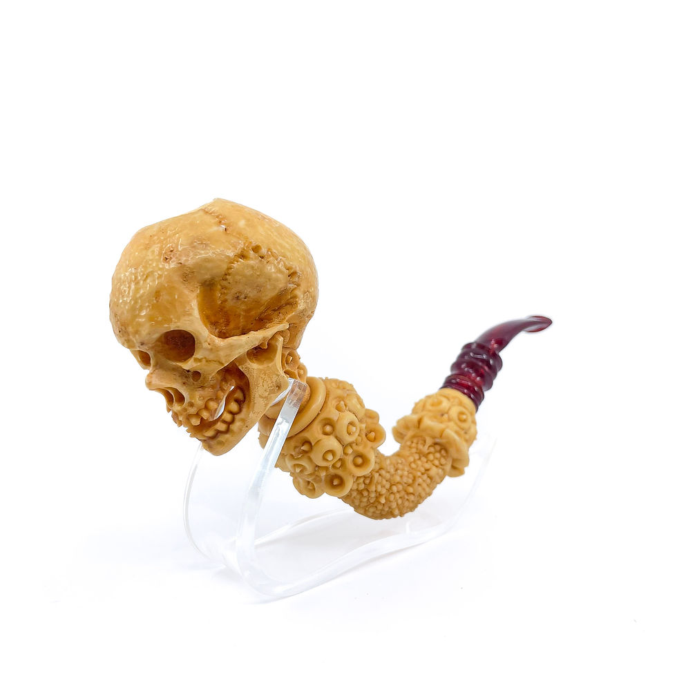 Thumbnail: S.Yanik Meerschaum Pipe Handcrafted Churchwarden Pipe Skull Design