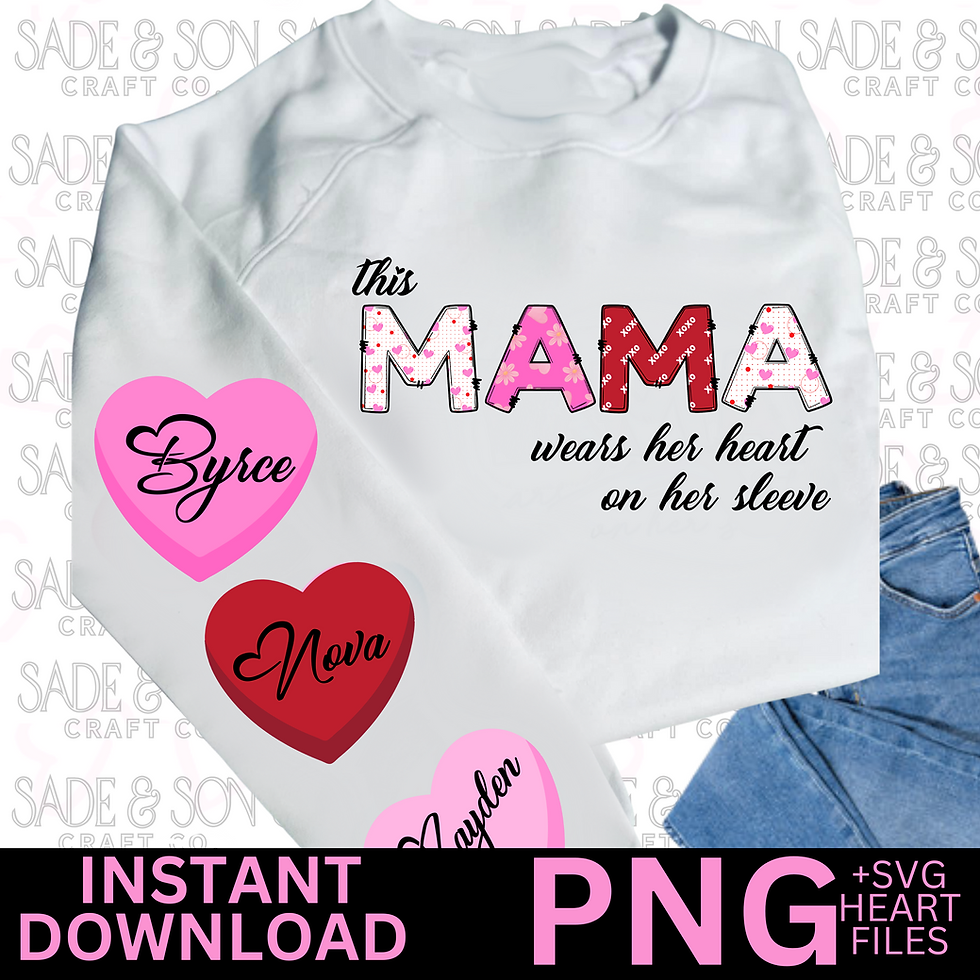 "MAMA" Heart On Sleeve PNG File
