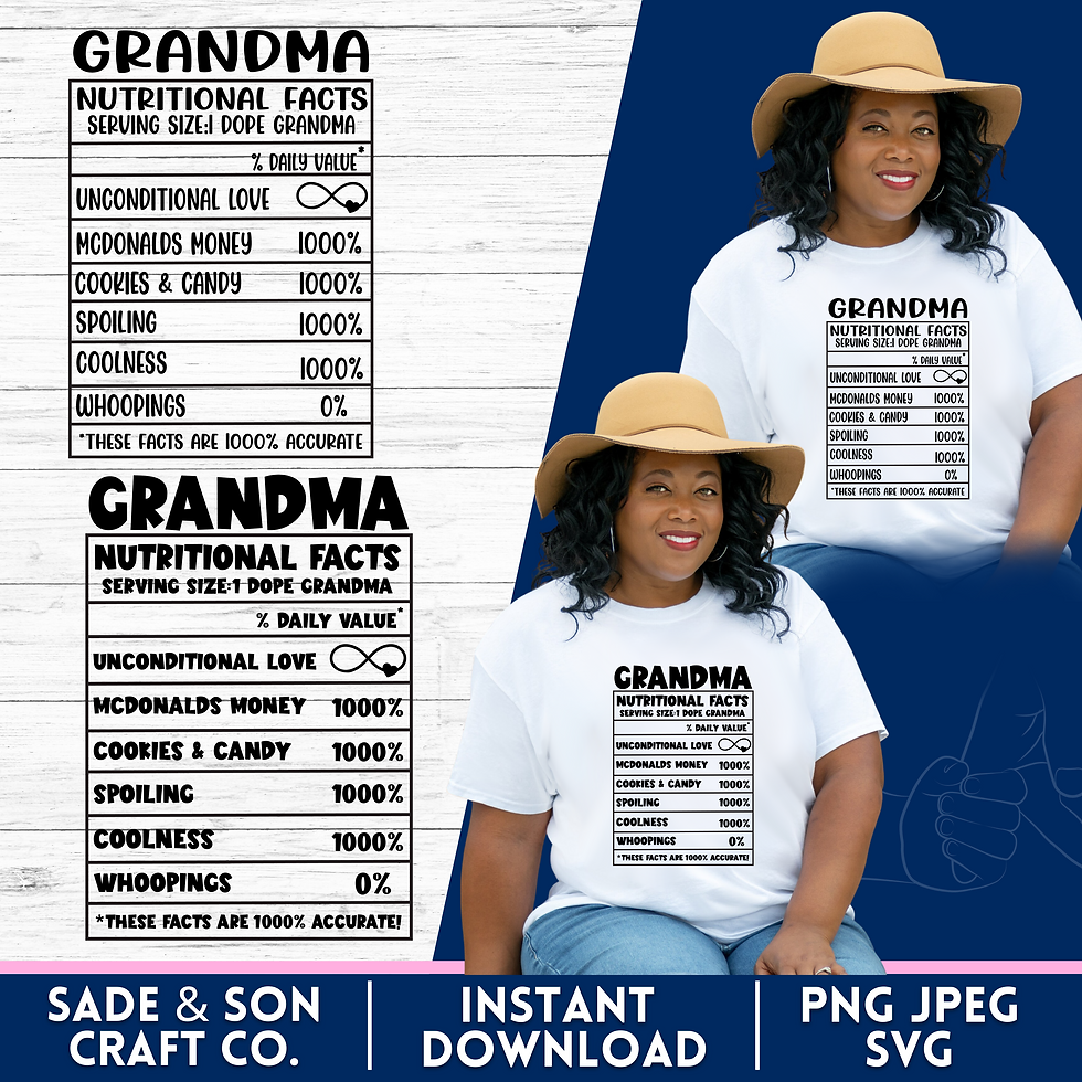 Grandma Nutritional Facts(Digital Download)