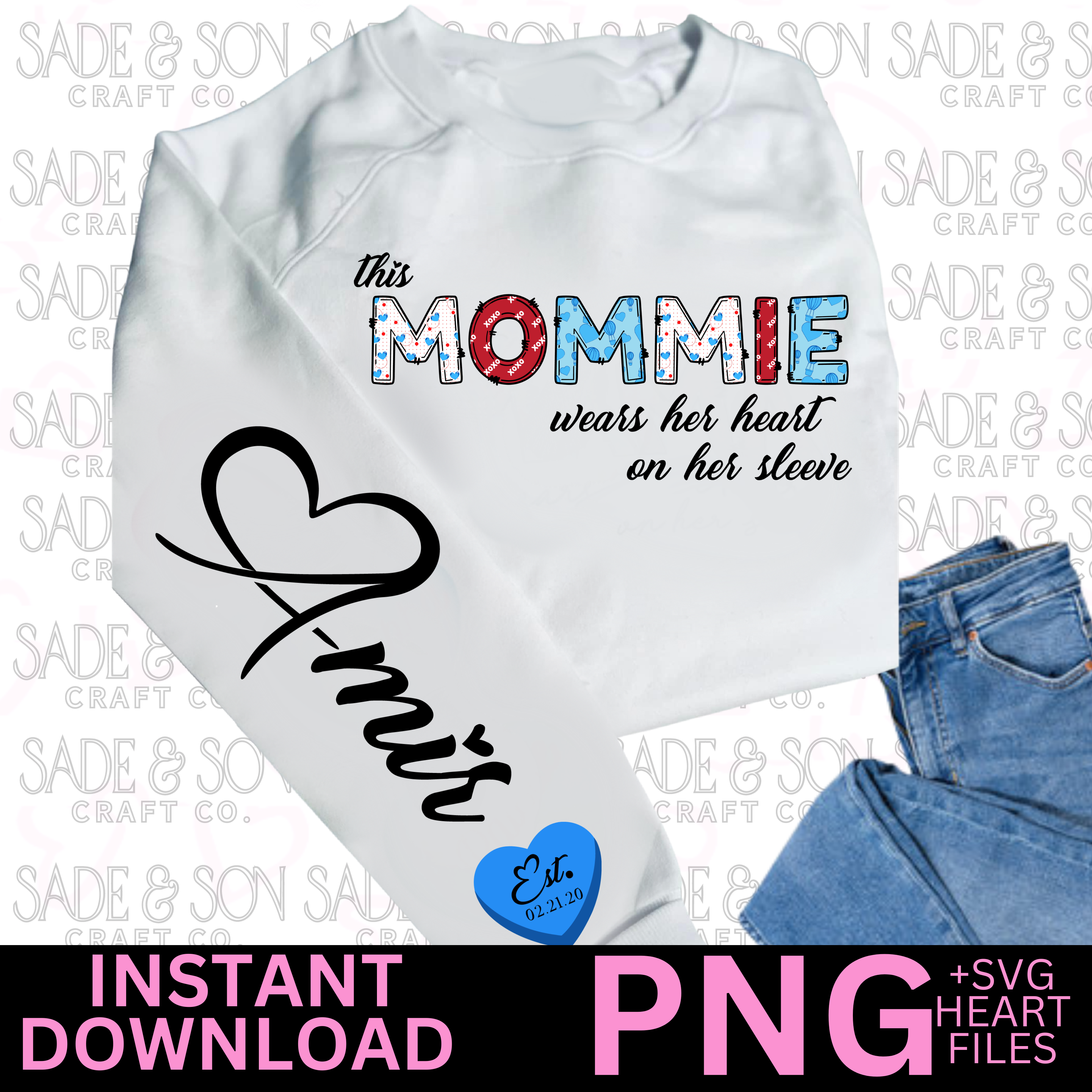 "BOY MOMMIE VERSION" Heart On Sleeve PNG File