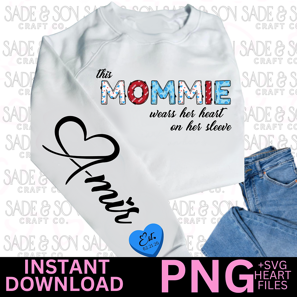 "BOY MOMMIE VERSION" Heart On Sleeve PNG File