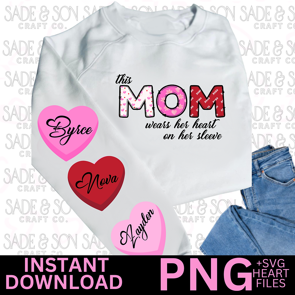 "MOM" Heart On Sleeve PNG File