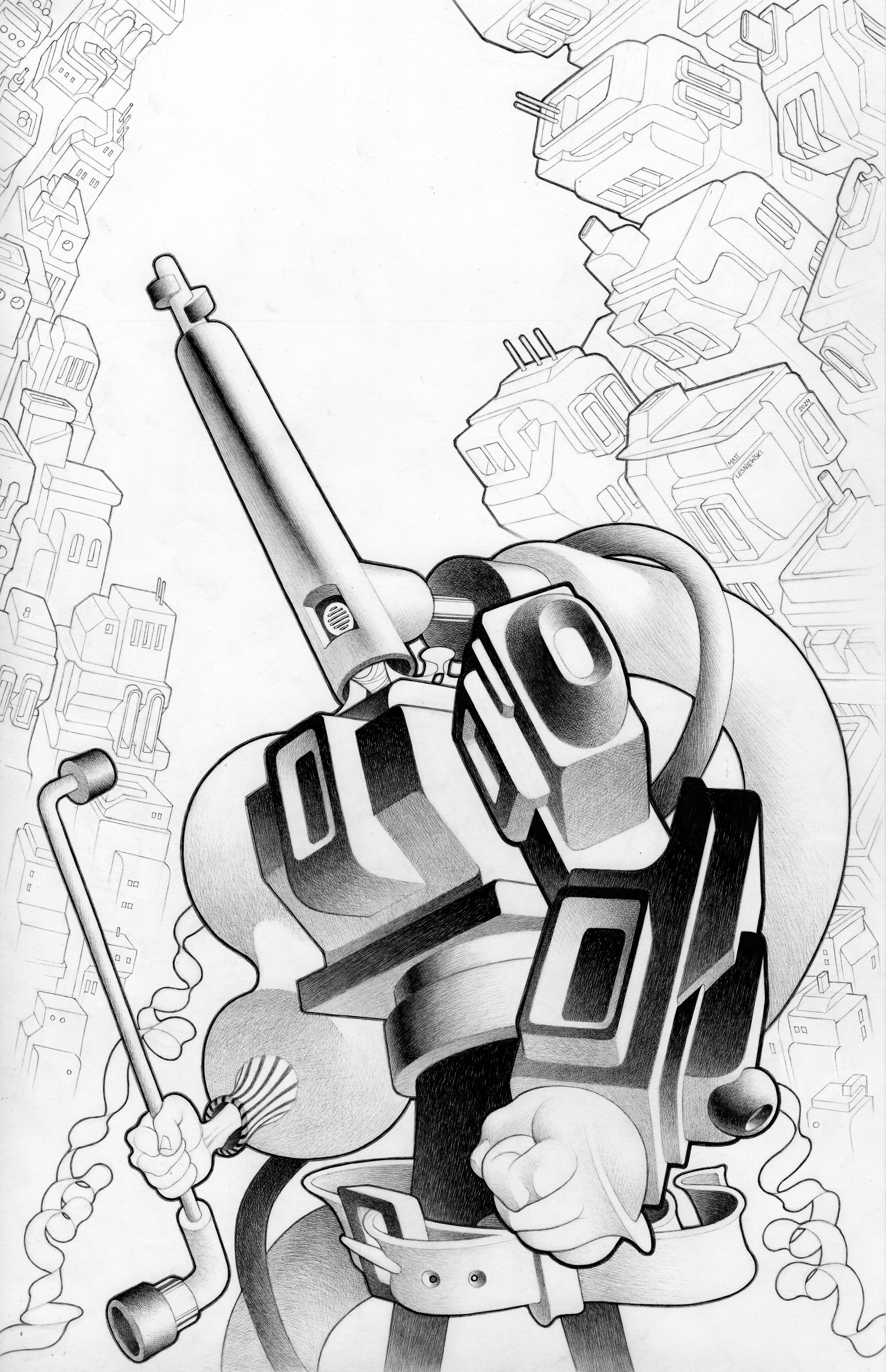 Faceless and the Family: Maze of the Mechanical Aliens #1 Cover (Original Art)