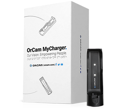 OrCam MyCharger Unit and packaging