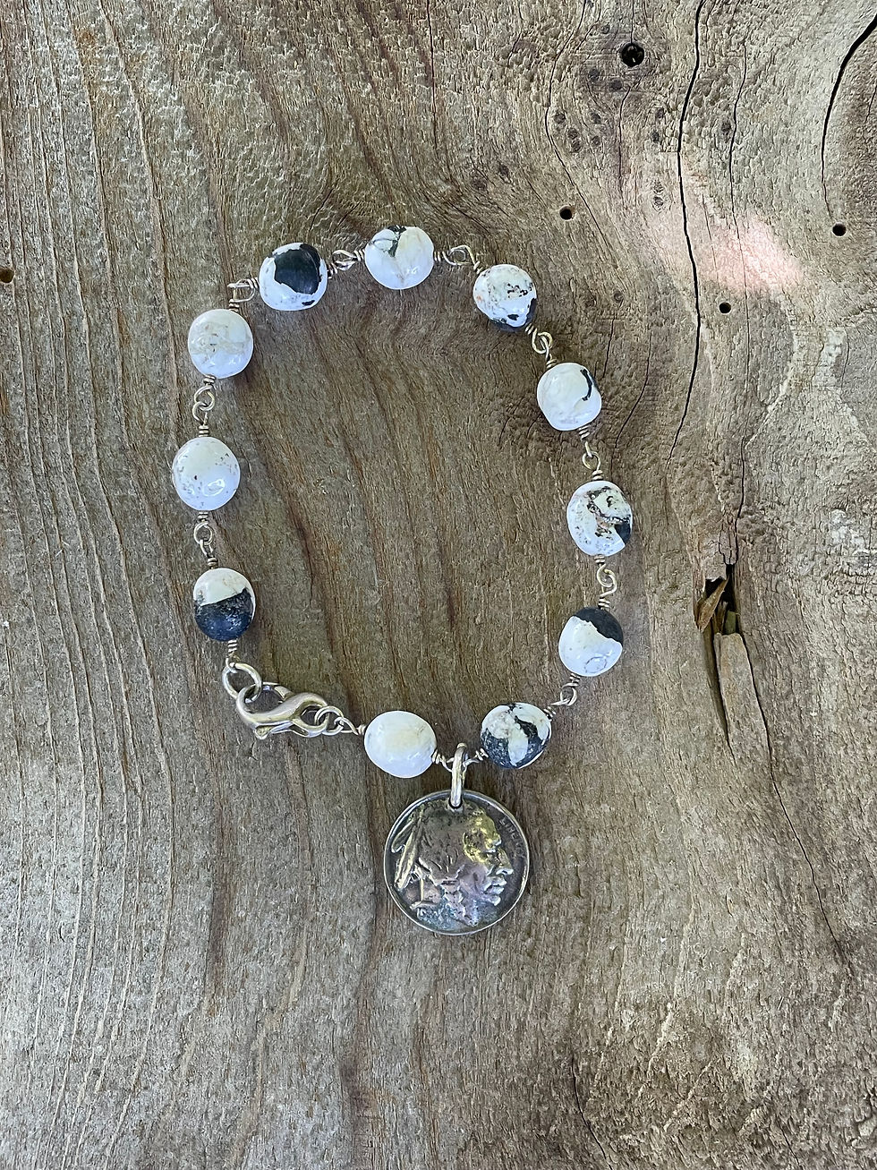 Thumbnail: White Buffalo & Indian Nickel Bracelet