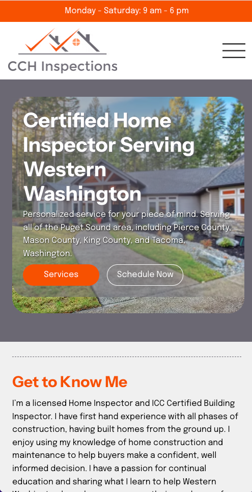 CCH Inspections website mockup