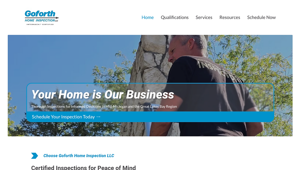 Goforth Home Inspection website mockup design