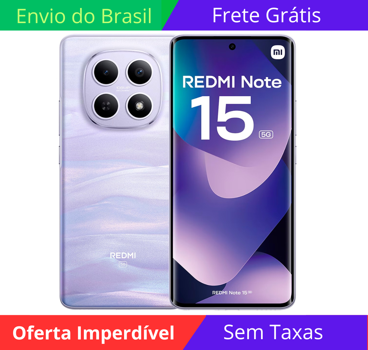 Xiaomi Redmi Note 15 5G Global 256GB 8GB RAM Dual SIM 6.77 Screen NFC-Purple 202