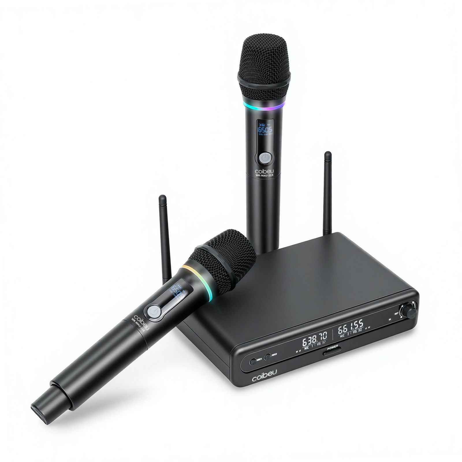 Wireless Microphone UHF Wireless Microphone 1 Transmitter 2 Receivers with RGB L