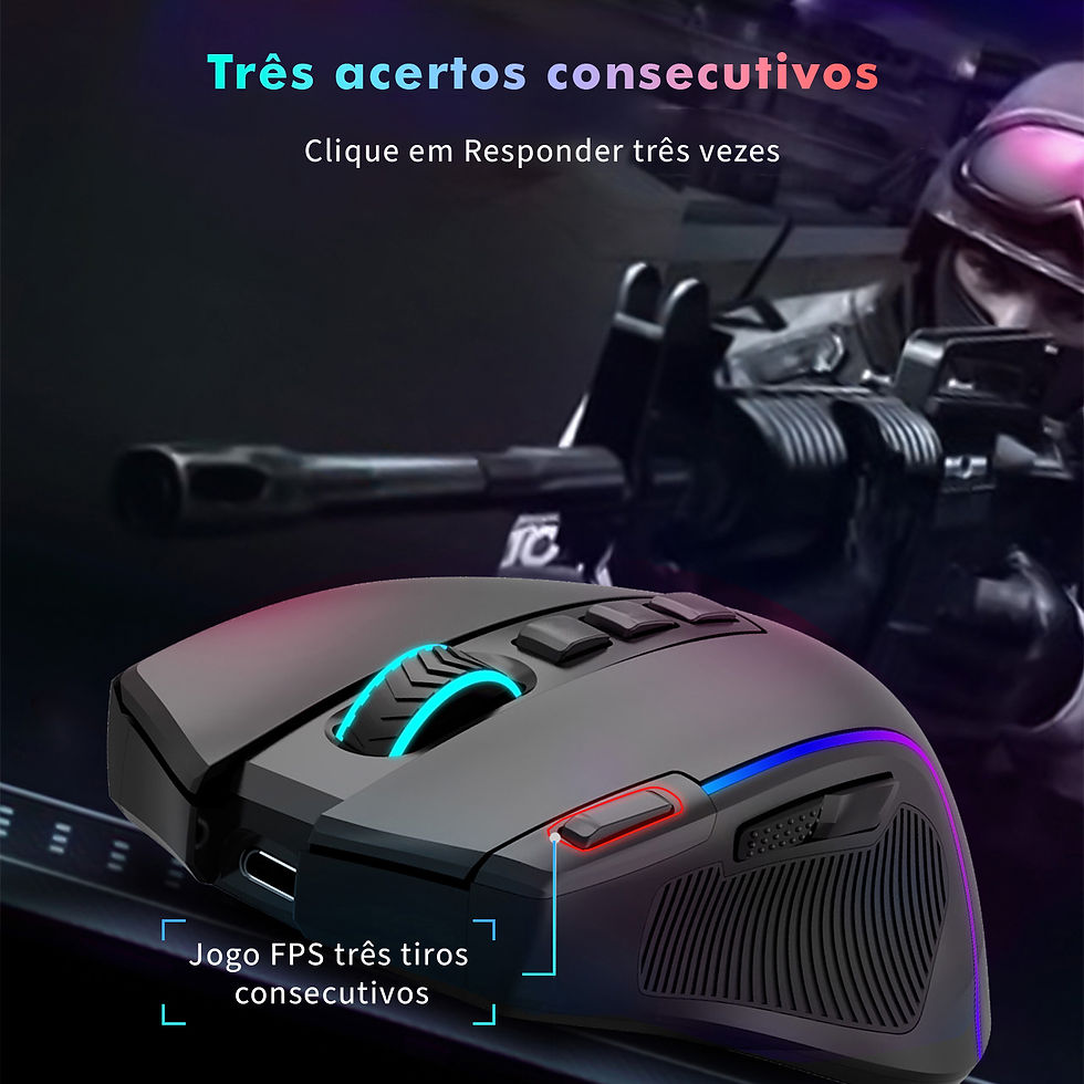 Miniatura: Tri-Mode 8000DPI Mouse Gamer Bluetooth/2.4G/Cable, 9 Programmable Buttons, 1000m