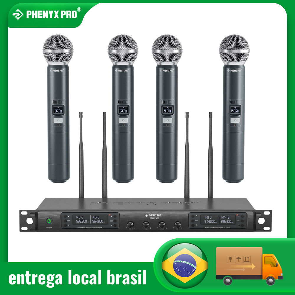 Phenyx Pro UHF Wireless Microphone System PTU-7000 with 4x40Channels Handheld Mi