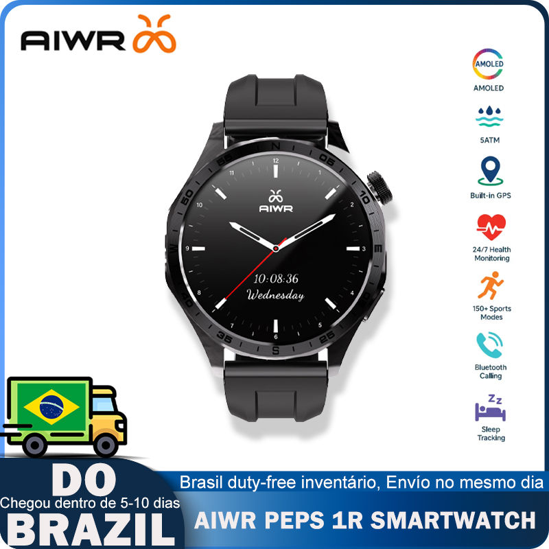 AIWR Peps 1R Smart Watch, 1.43” AMOLED, GPS, AI Watch Faces, ChatGPT, Heart Ra