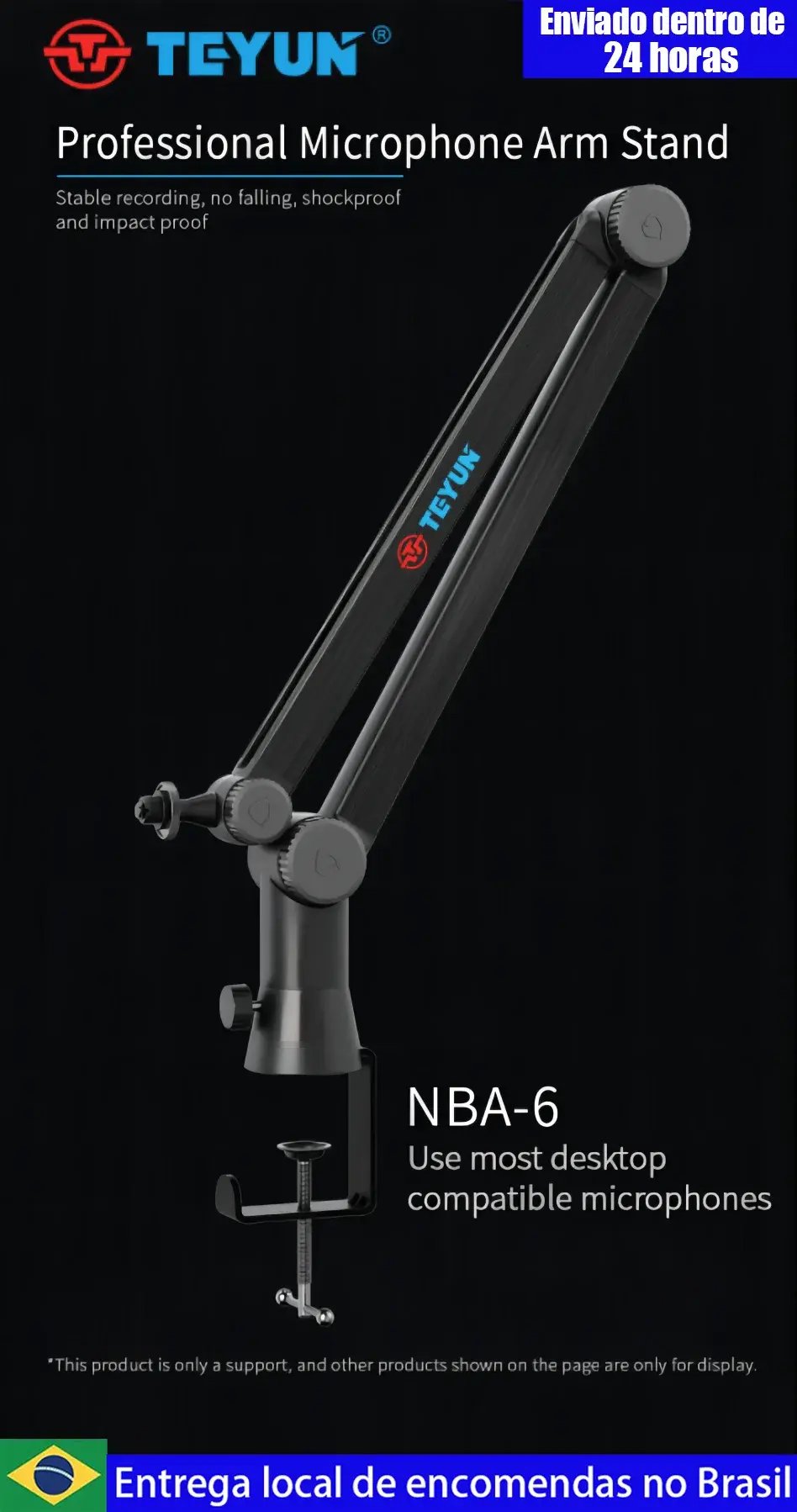 TEYUN NBA6 Microphone Suspension Boom Scissor Arm Stand for K669 BM800 BM900 Mic