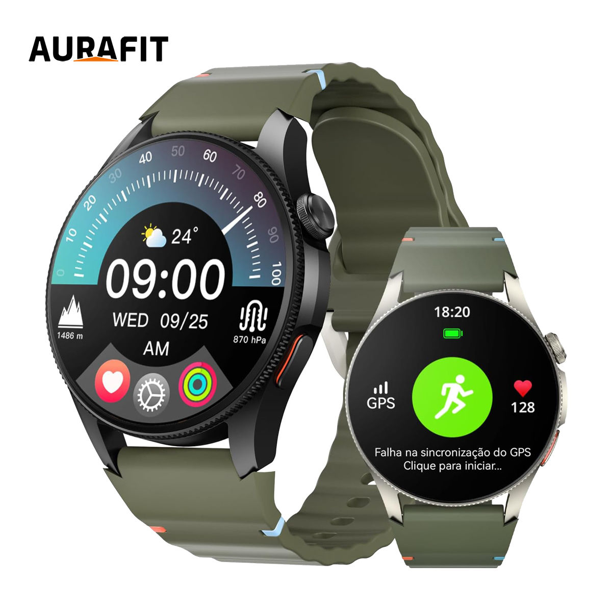 AURAFIT G12 SmartWatch AMOLED HD Screen Bluetooth Call Compass GPS Track Sports