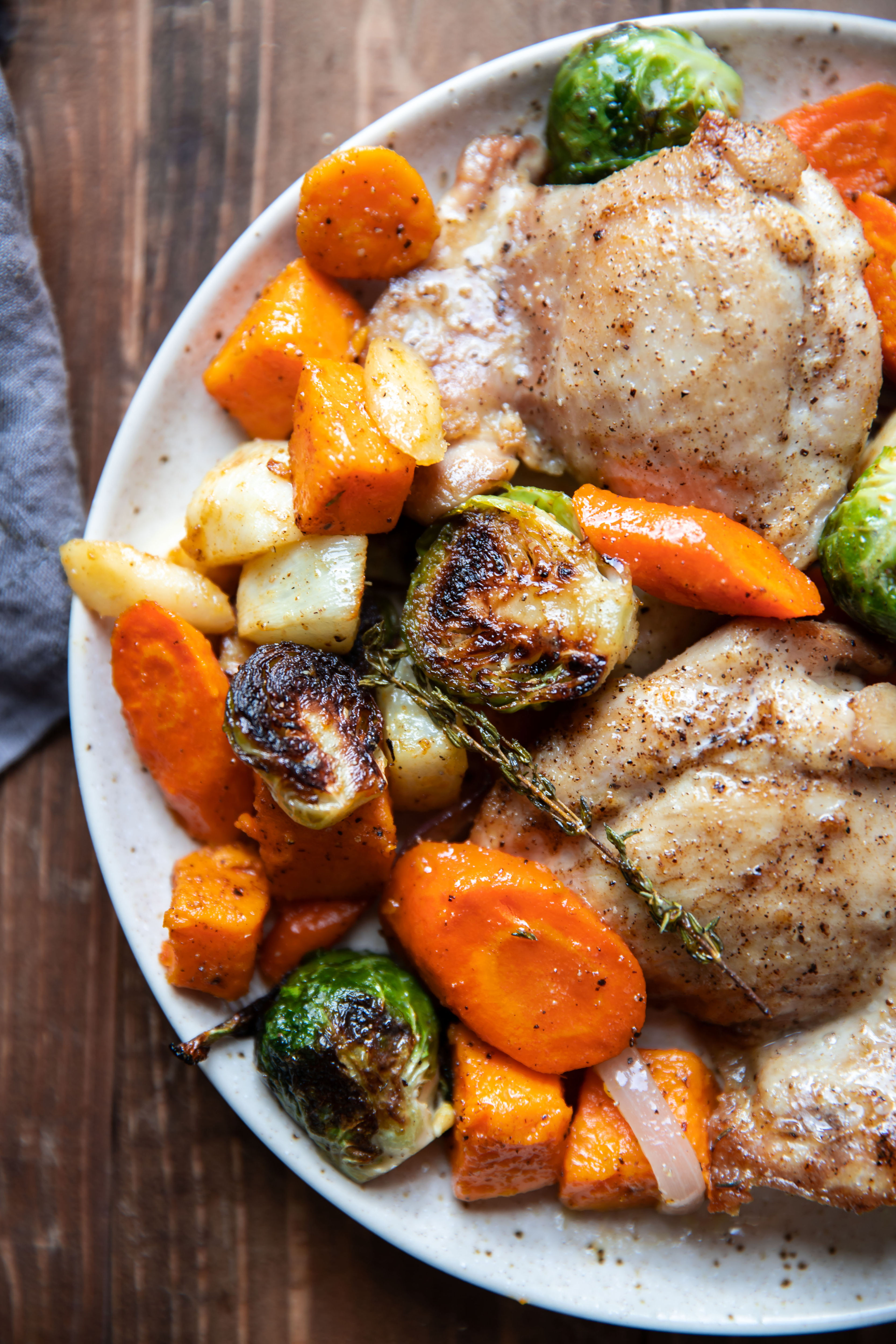 Roasted Chicken Thighs and Root Vegetables