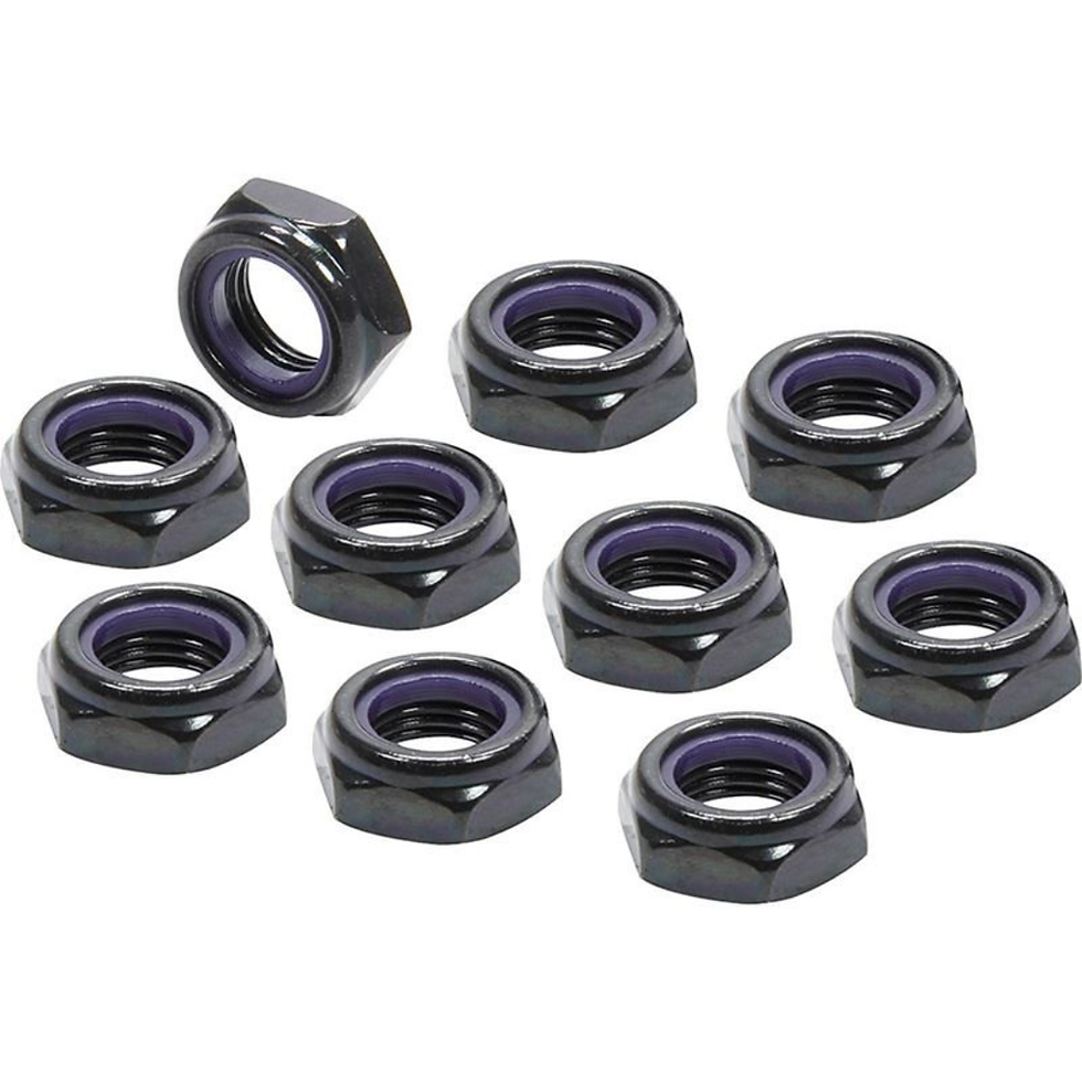 Allstar Black Half Nuts – 1/2”-20 Nylon Lock Nuts (Pack of 10)