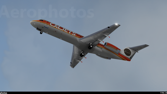 Caljets Fokker F100 (CA-2448) taking off from Lynwood JAFB