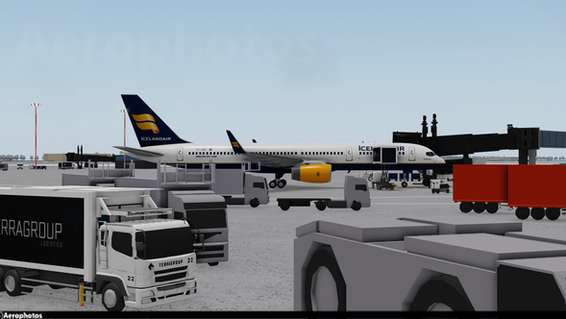 Icelandair 757-200 (TF-ISR) parked up at the gate at Oskufloi heading to Harden