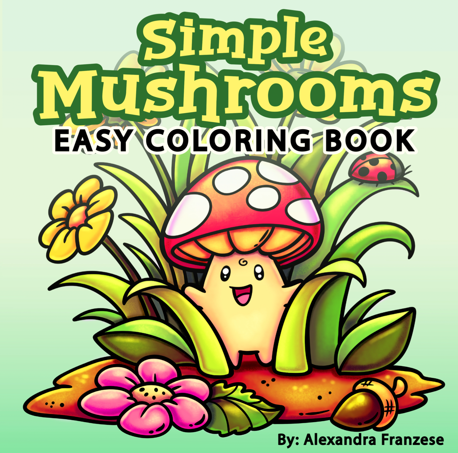 Simple Mushrooms Coloring Pages - Digital Download - 15 Pages
