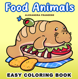 easy to color, bold and easy, simple, food, animals, cute, for kids