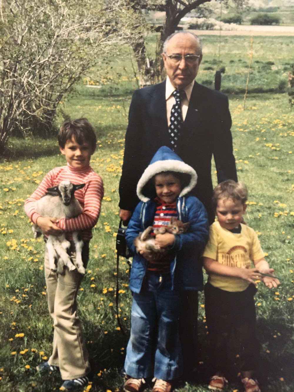 Me, my brothers, our pets, and Grandpa