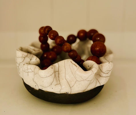 Raku-fired organic ceramic bowl 