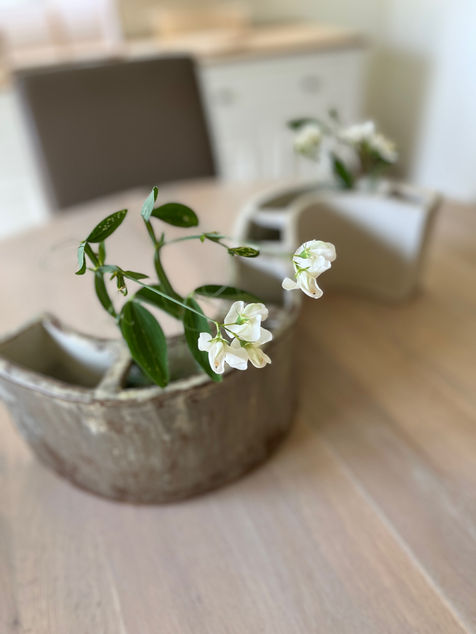 Semi-circular glazed ceramic vases