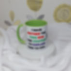 "I Have Neither The Time Nor The Crayons To Explain This To You" in colourful text, white mug with coloured handle and inner