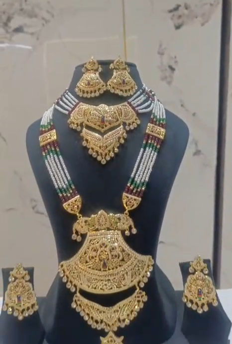 Jadau ranihaar 22 cart gold polish karwachauth special set