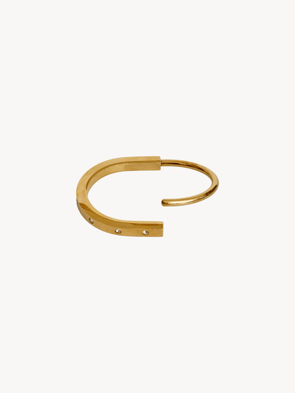Vintage gold lock bangle with diamond accents