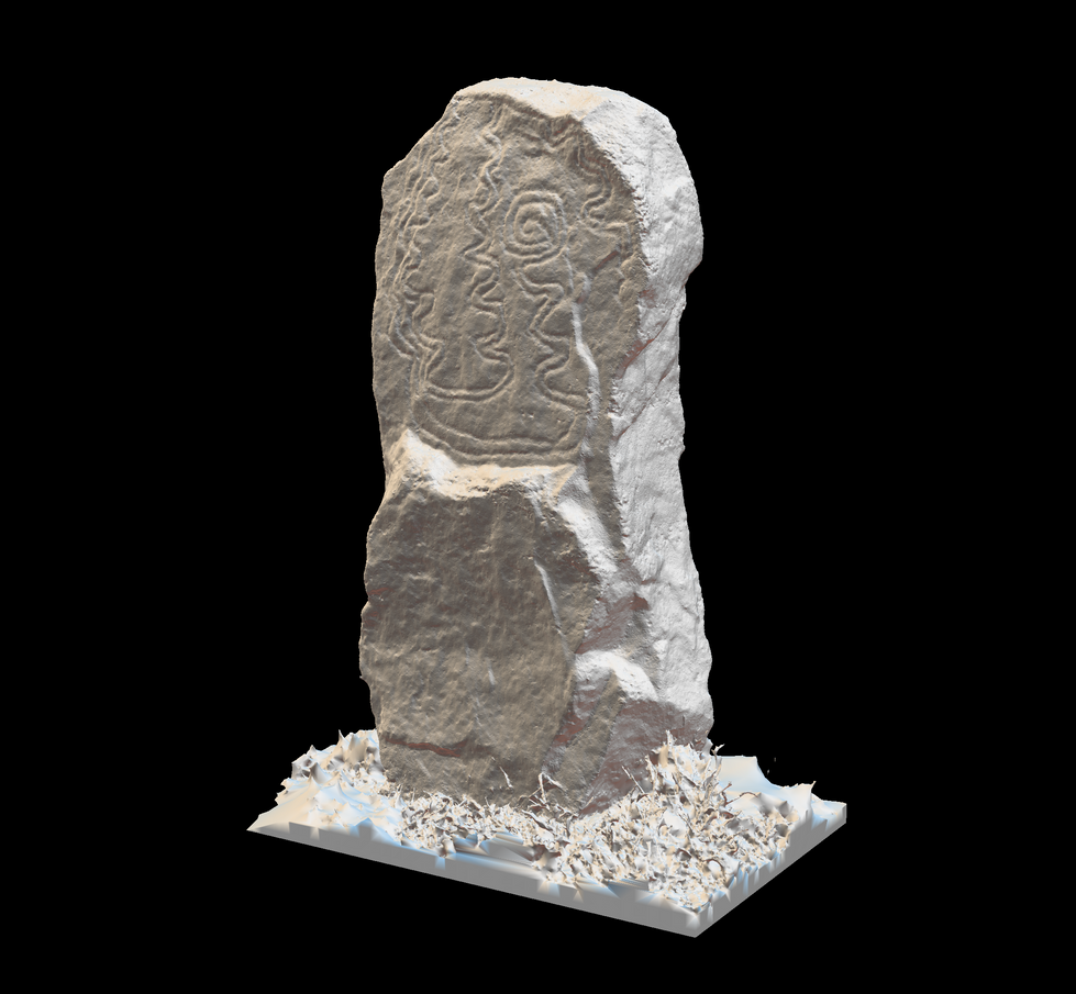 Mesh model of pattern stone at Bryn Celli Ddu