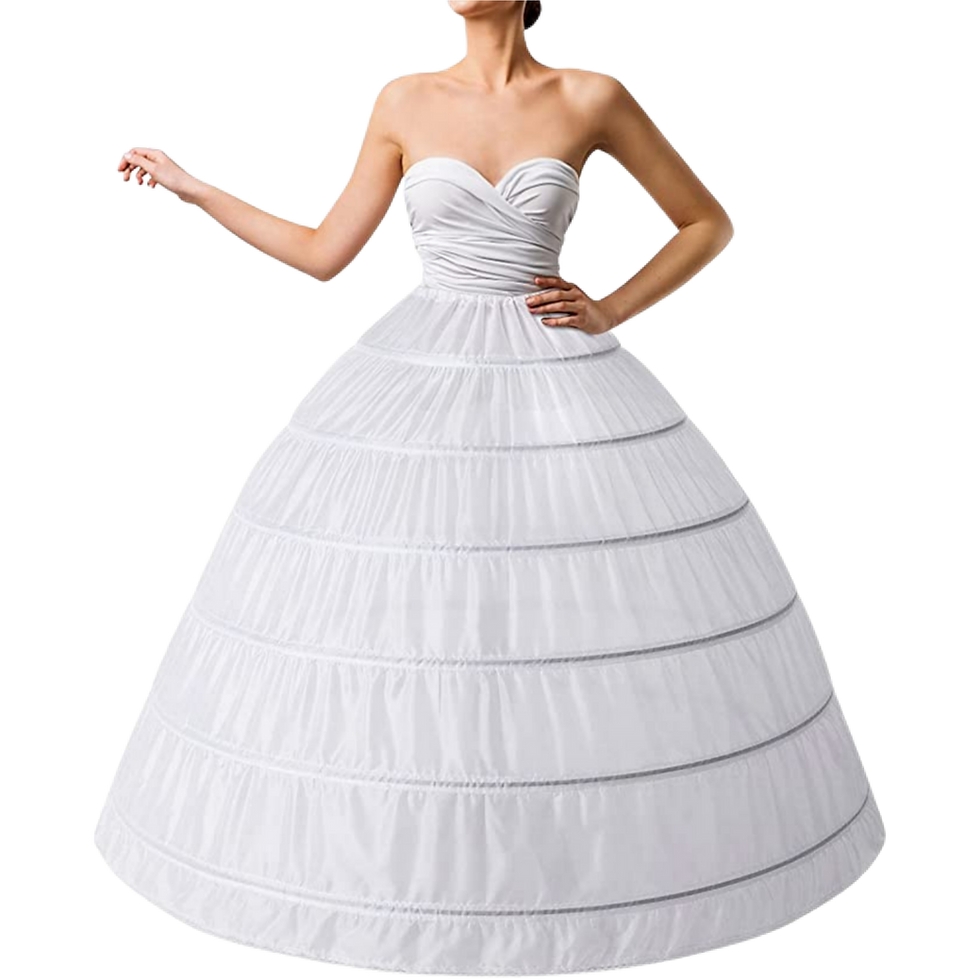 Women's Laminated Taffeta/Polyester Lining Crinoline Petticoat 6 Hoop Gown