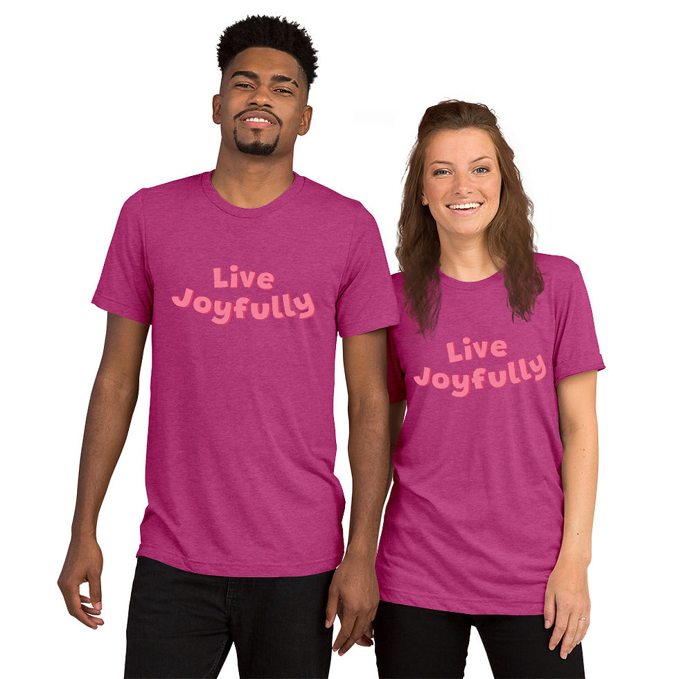 Thumbnail: Live Joyfully Adult T-shirt (pink text)