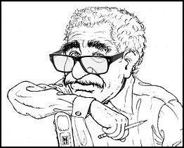 Bocetos de caricaturas de Gabriel Garcia Marquez