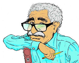 Bocetos de caricaturas de Gabriel Garcia Marquez