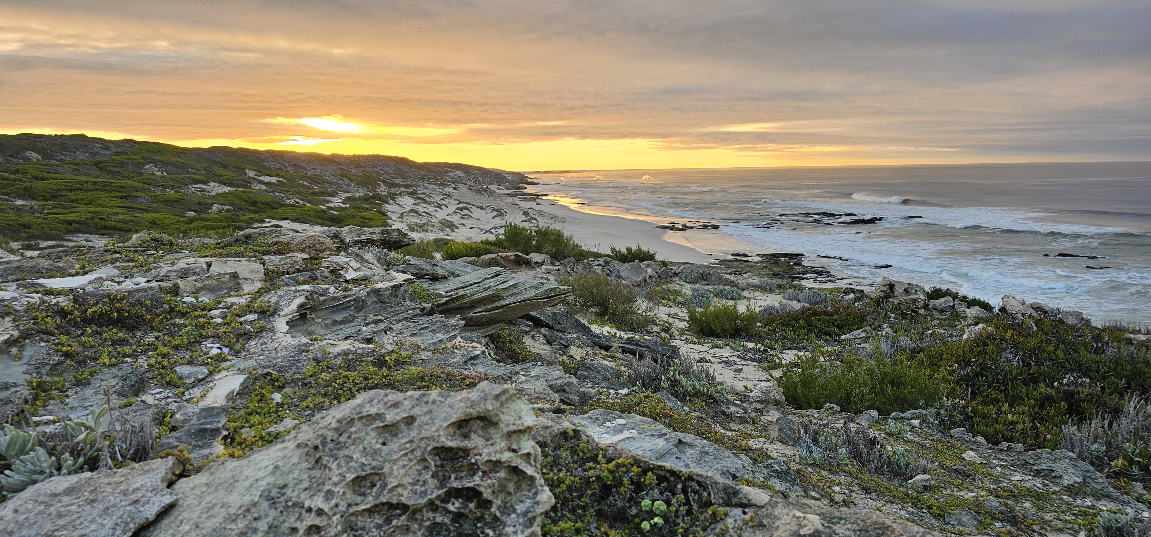 Limestone and sandstone cliffs along the Oystercatcher Trail near Arniston