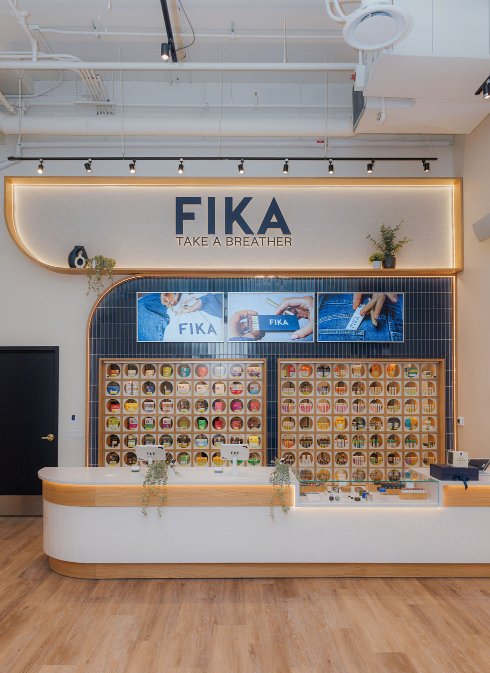 a store with a sign that says fika take a breather