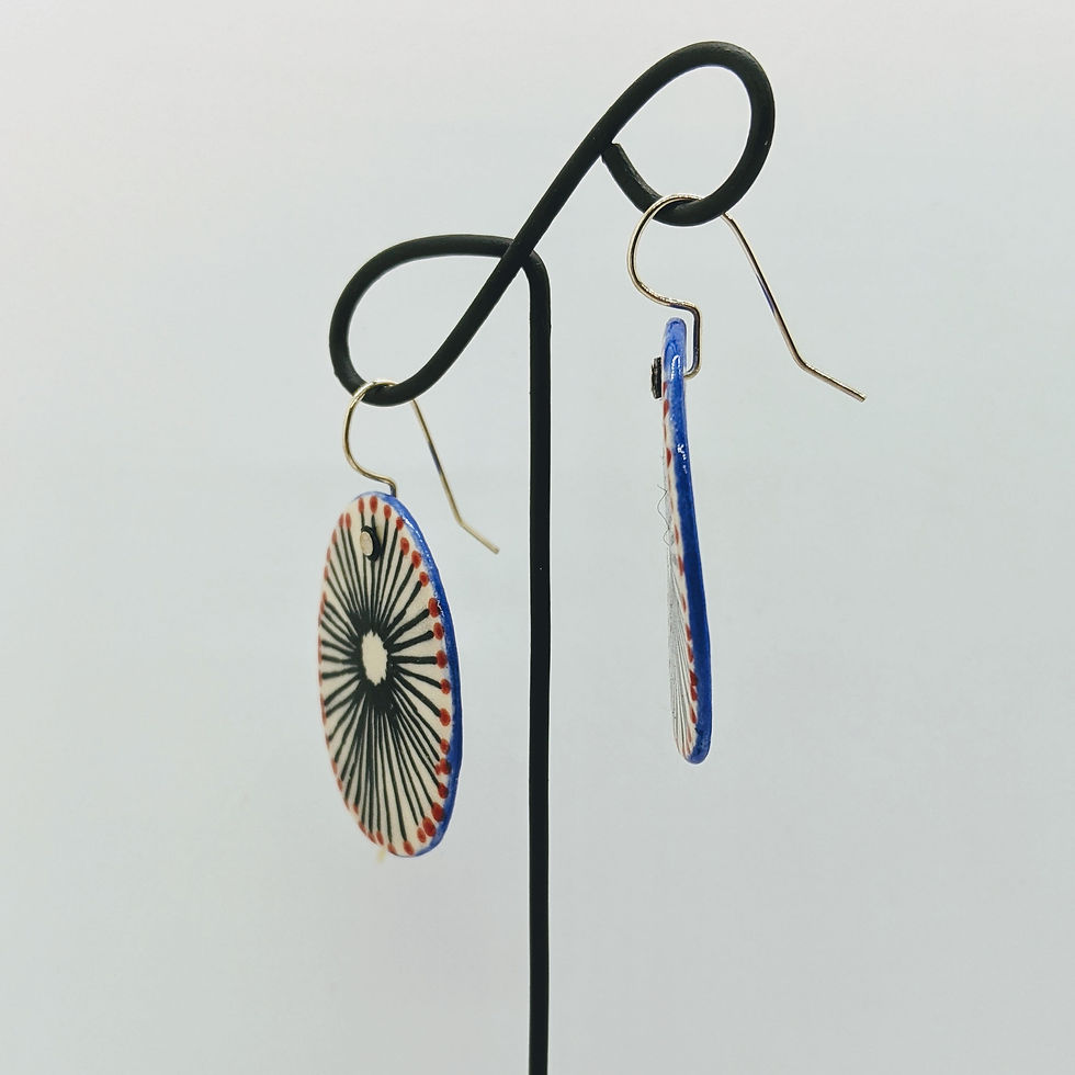 Thumbnail: Radiating Lines Ceramic Disc Earrings