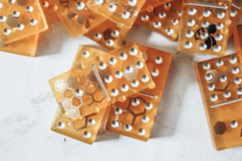 Honey Bee Resin Double 6 or 12 Dominoes Set (Made-To-Order)