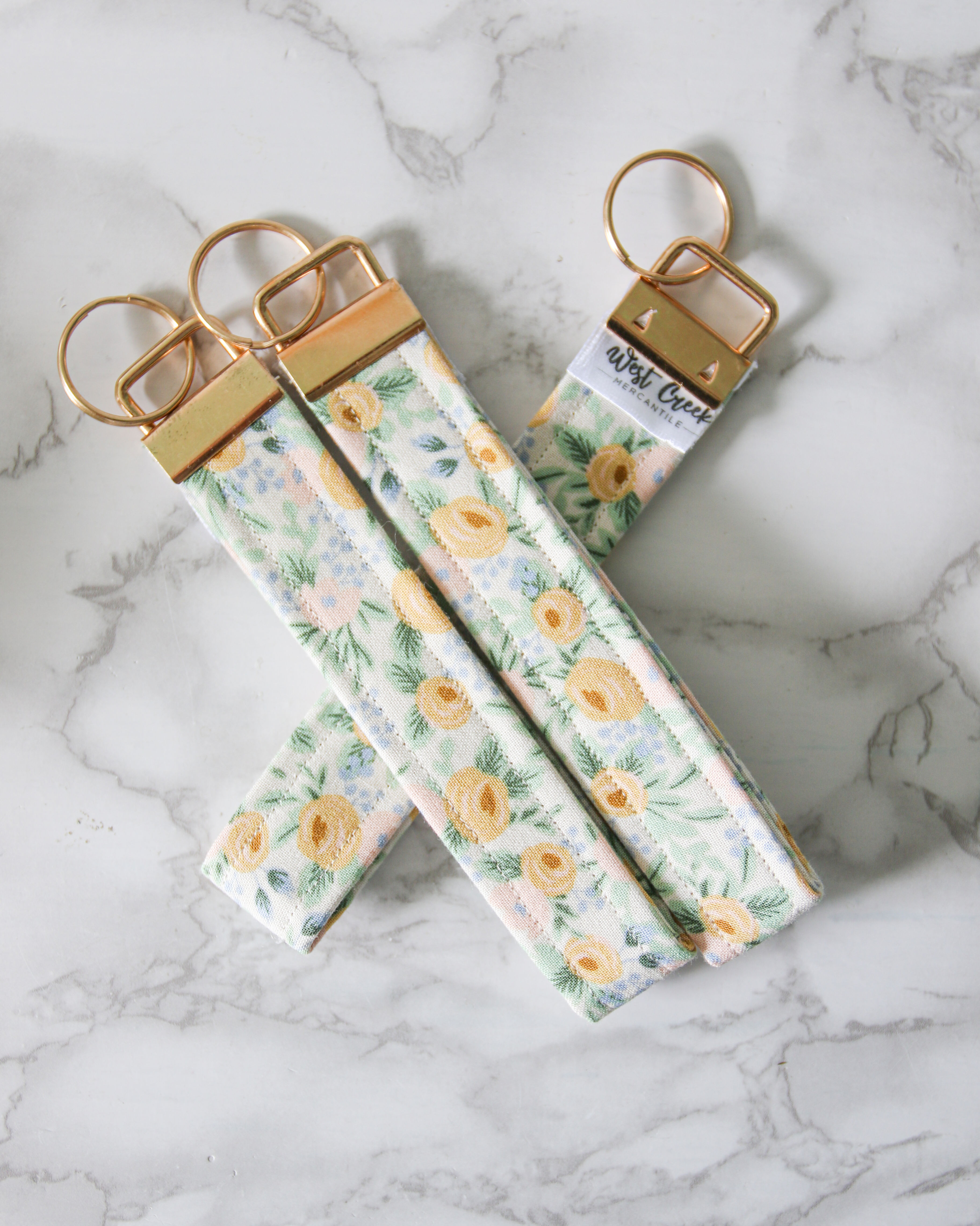 Fabric Wristlet Keychain - Garden Peonies