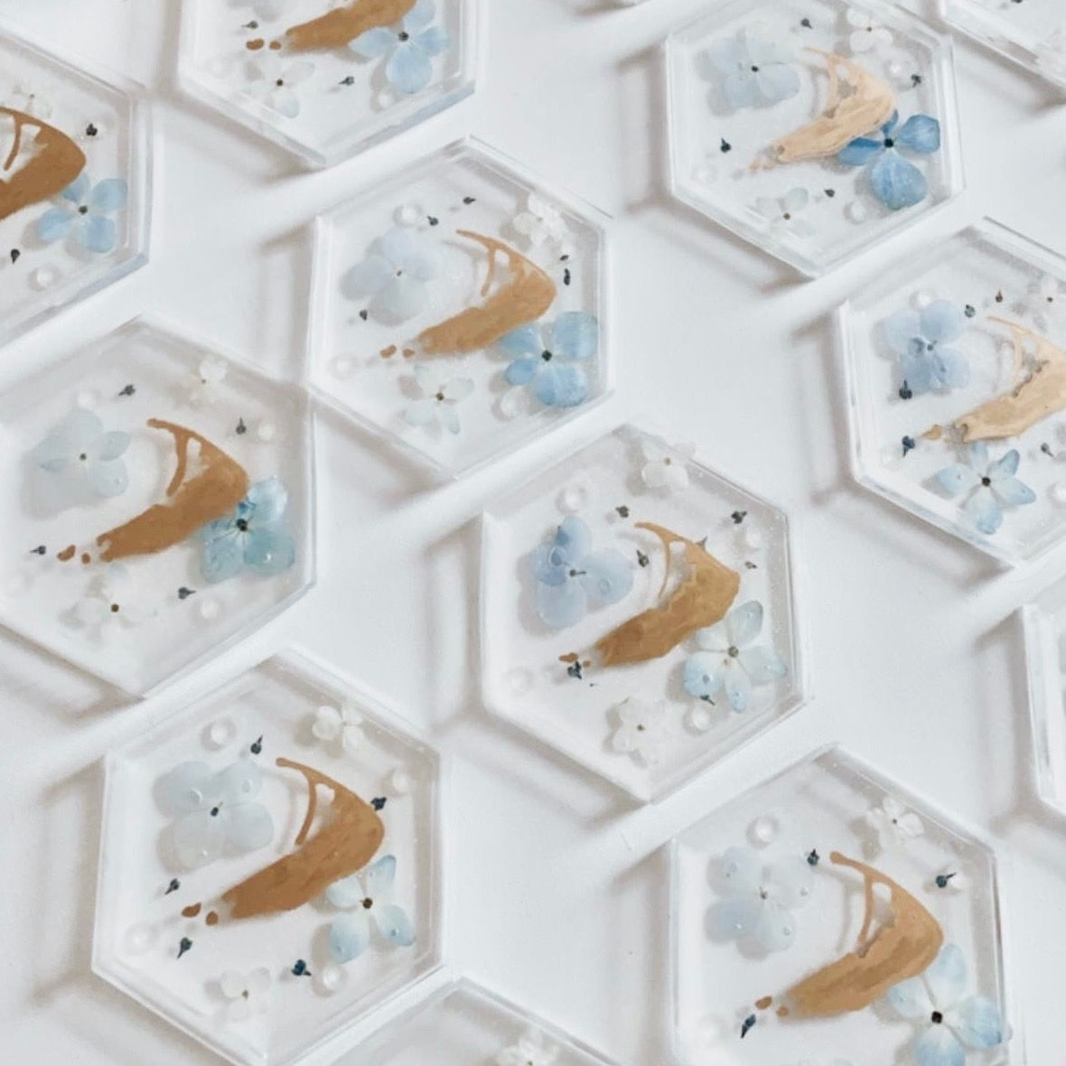 Blue Hydrangea Nantucket Resin Coaster Set (2 or 4)